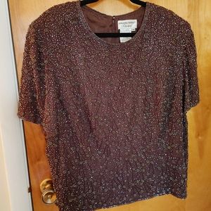 Adrianna Papell 20W burgundy sequin top like new